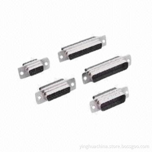 D-sub Connector, 15/26/44/62/78pins Crimp Housing High Density, Male/Female Through Hole Hex Screw